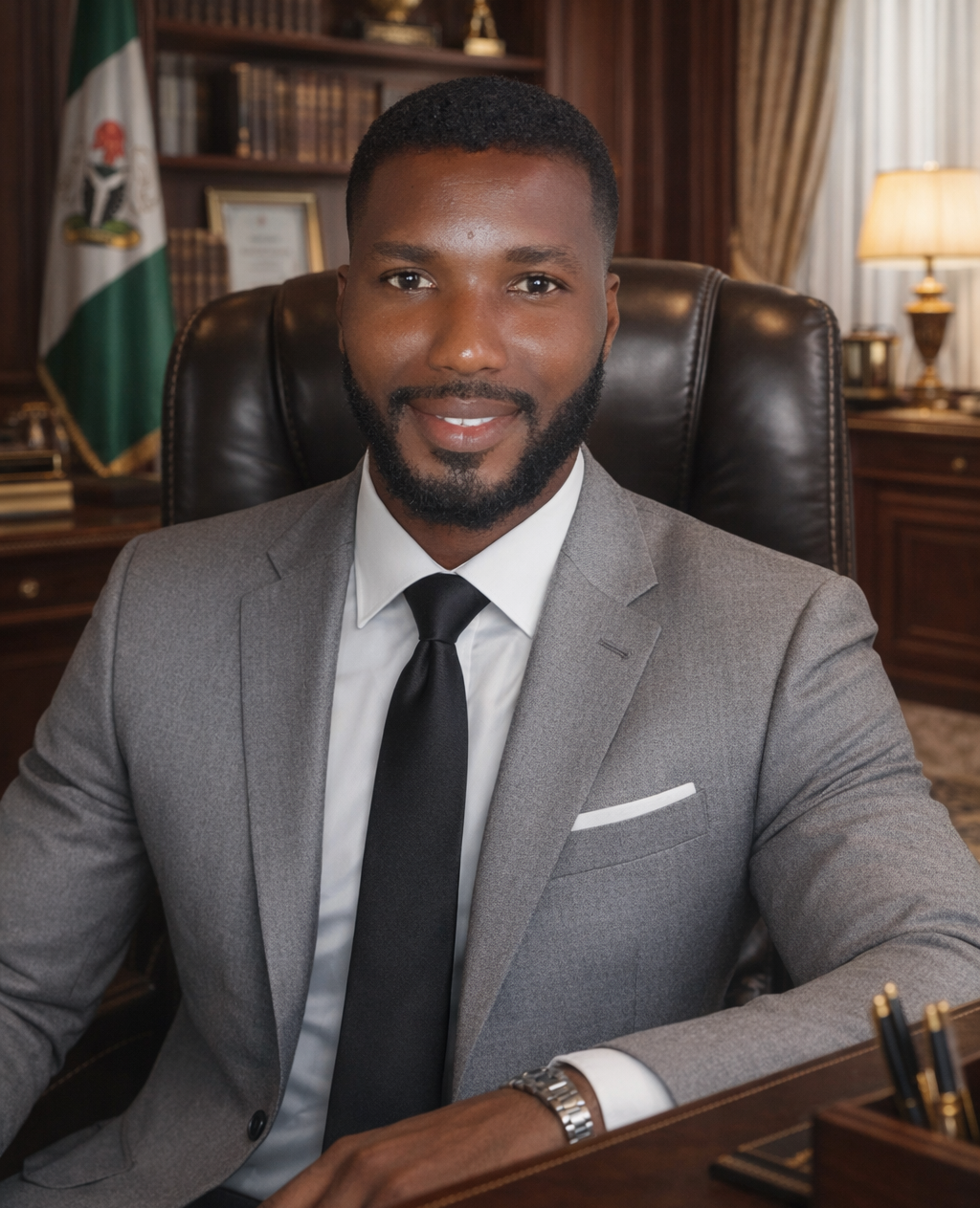 boss in office sitting